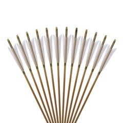 12Pcs 33″ Handmade Wooden Arrows Tradition Europe Style Turkey Feather Longbow