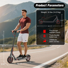 For ADULT ELECTRIC SCOOTER LONG RANGE FOLDING 30KM/H E-SCOOTER URBAN COMMUTER