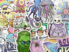 100 Cool Colorful Sticker Pack Skateboard Laptop Car Decals Boys Girls Lot