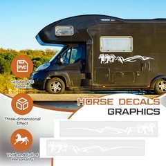 2 Pcs Horse Trailer Decals Stickers 63.5 x 8.5 Inch Self-Adhesive Car White