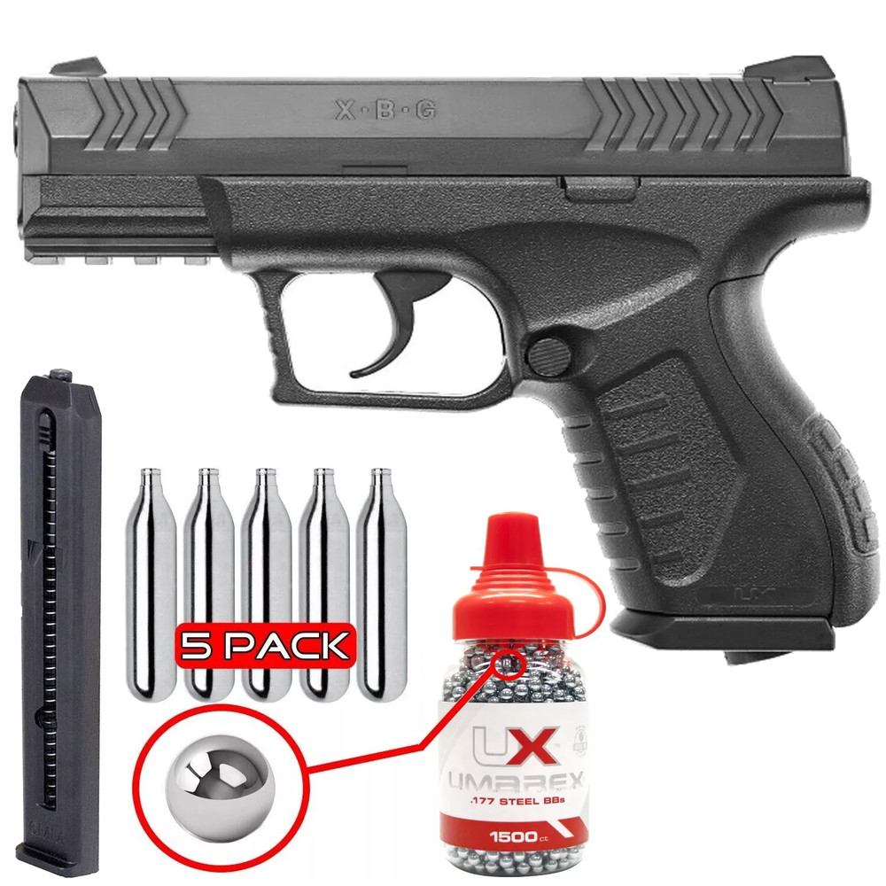 Umarex XBG .177 Cal Air Pistol, CO2 BB Gun w/ BB Jug, CO2 & Extra Mag (2254804)