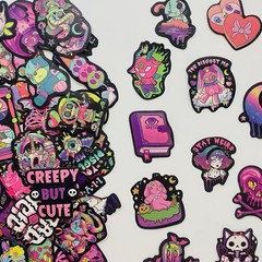 30Pcs Random Cute Creepy Gothic Pastel Skull Skeleton Waterproof Stickers