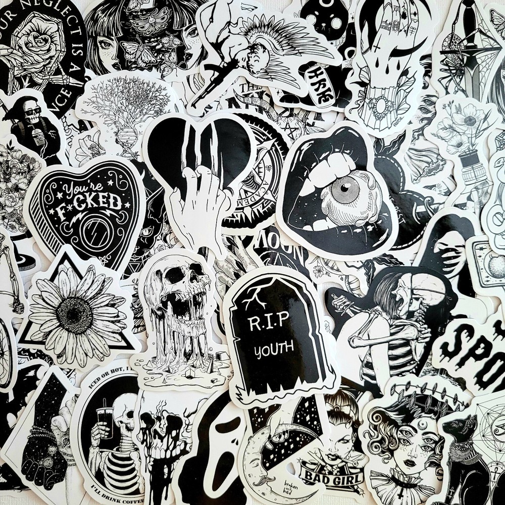 50pcsWaterproof  Vinyl Gothic Sticker Pack For Laptop,Water Bottle,Skateboard