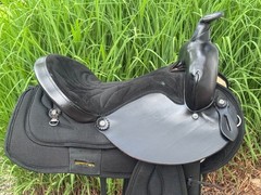 15″ CHISHOLM TRAIL Black Light Weight Leather & Cordura Western Saddle ~ CLEAN!!