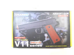 Airsoft Gun Pistol Spring Powered Zinc Alloy Ukarms V11 Series Black Brown 1 Pc