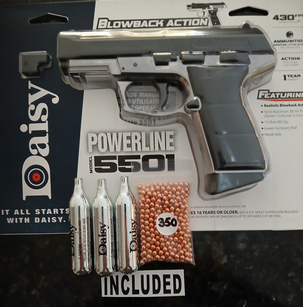Daisy Powerline Model 5501- .177 Cal BB CO2 Semi-Auto Blowback Pistol – 430 FPS