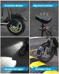 Gyroor C1S Electric Scooter w/ Seat & Carry Basket 21Miles Range For Pet Dog Cat