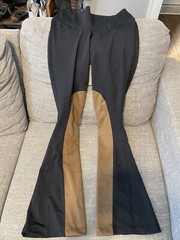 chestnut bay flared riding breeches black and tan brown small full seat
