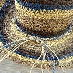 Peter Grimm New Multicolor Woven Straw Western Cowboy Hat Brown Blue Yellow