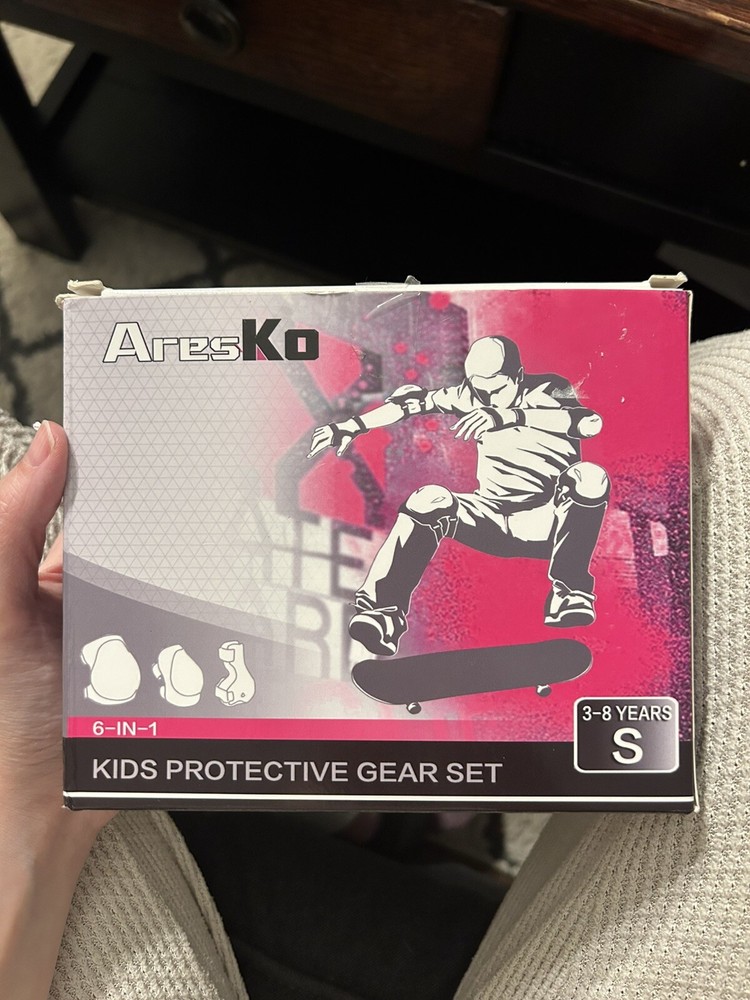 Knee & Elbow Pads 6 in 1 Set Unisex Kids Protective Gear CRZKO Purple Small