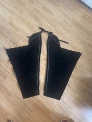 Women’s Black Suede Western Riding Chaps – Medium – Made in USA – 31” Inseam