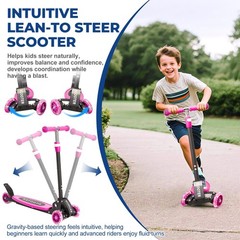 3 Wheel Scooter for Kids Ages 3-12, LED Light-Up Kids Kick Scooter–Portabl