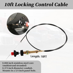 Heavy Duty Throttle Control Cable 10ft Locking Vernier Adjustable PTO Dump