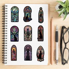 20PCS Mixed Gothic Medieval Astrology Tarot Black Cats Waterproof Vinyl Stickers