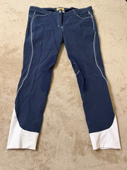 Equestrian Devon-Aire Women’s Riding Breeches Navy Knee Patch Size 34 Stretch