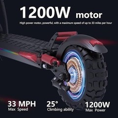 Electric Scooter Adult with Seat 1200W motor 11»Off Road 34MPH 48V/18AH Battery