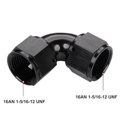 Female to Female Flare 90 Degree Swivel Full flow 16AN Black – 90 Degree