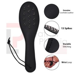 Genuine Cowhide Leather Spiked Paddle Belting Leather Slapper