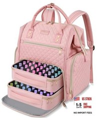 Nail Polish Organizer Bag Backpack Holds 70+ Bottles(15ml/0.5 fl.oz) Large Pink
