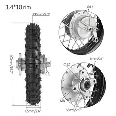 2.50-10″ Wheel Tire Rim Sprocket Drum Brake fr XR50 CRF50 TTR50 Dirt Bike Taotao