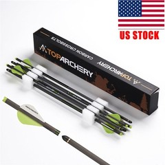 6/12pcs .006 20″ Pure Carbon Crossbow Bolts Arrows 385 Grain Archery Hunting USA