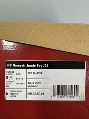 New Balance Numeric Jamie Foy 306 Black/White Skate Shoes US 8.5 (D)
