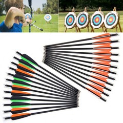 12pcs Hunting Crossbow Bolt Carbon Look Arrows With Feather and Removable Piont