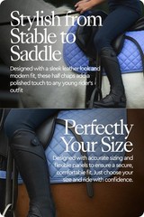 Unisex Soft Leather Zip-Up Equestrian Kids Half Chaps for Horseback Riding | See