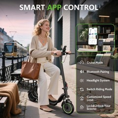 Electric Scooter with Seat 350W 19MPH 15-17Miles 5.2Ah App Control Foldable