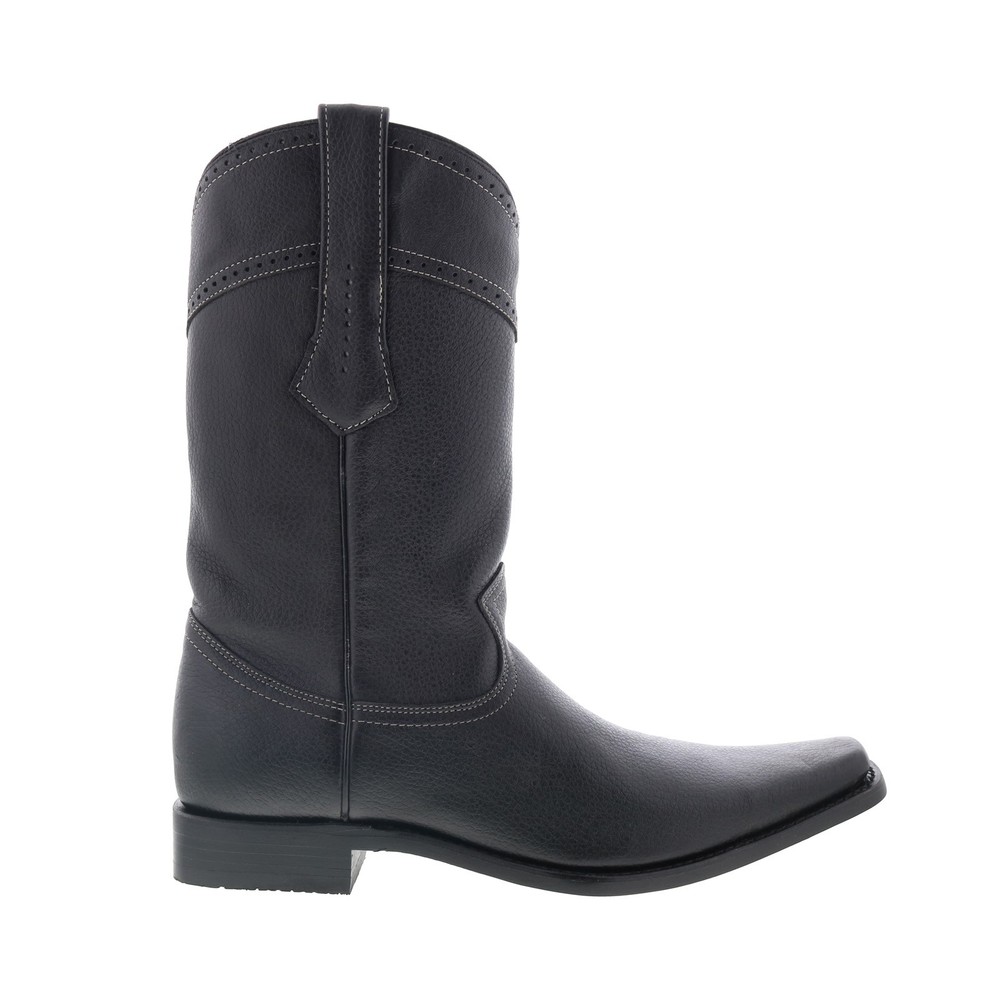 Los Altos Square Toe ELK Boot 735105 Mens Black Wide Cowboy Western Boots