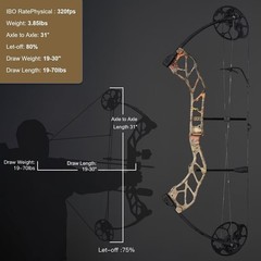 19-70lbs Adjustable Compound Bow 320FPS Hunting Arrows Archery Hunt Shoot Target