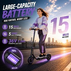 Foldable Electric Scooter 162Wh 350W 19mph APP Control Purple Graffiti Deck