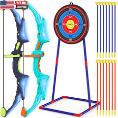2 Pack Bow and Arrow Set for Kids, Light up Archery Set with 14 Suction Cup Arro