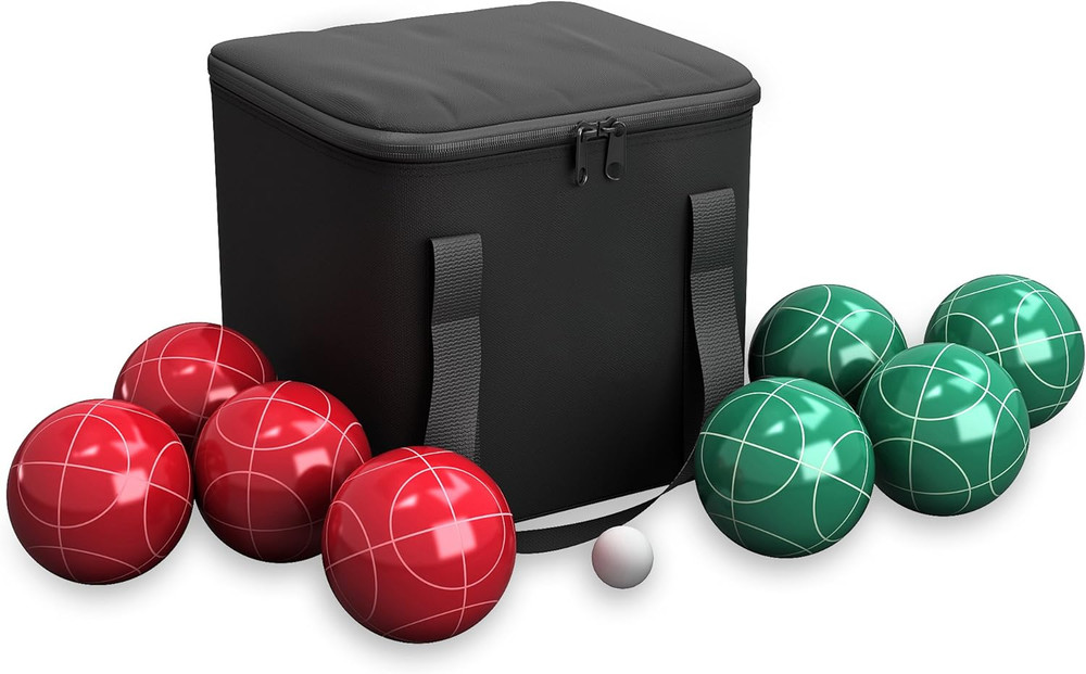 HEY! PLAY! Bocce Ball Set – Lawn Game for Backyard, Beach, or Wedding – Includes