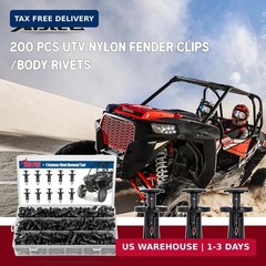 200Pcs Polaris Push Pins, UTV Nylon Fender Clips & Body Rivets with Tool, Compat