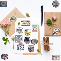 50-200Pcs 250th Anniversary Sticker USA 250 Years of Freedom Anniversary