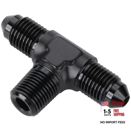 3AN Male Flare Tee to 1/8 NPT on Side Branch T Fitting Adapter