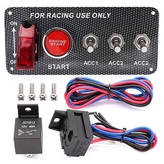 Jeemiter 12V 30A Ignition Switch Panel Kit, 5-in-1 Engine Start Push Button