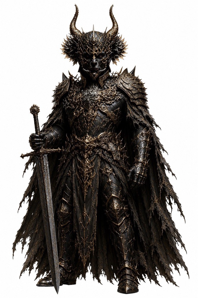 Dark Fantasy Skeleton Knight Sticker Ornate Skull Warrior Gothic Fantasy Gold