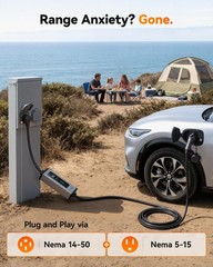 Portable Level 1 &2 40 Amp EV Charger for Non-Tesla J1772 EVs, 240v, 25ft Cable