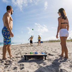 Cornhole Game Set Bean Bag Toss MDF – 2′ W X 3′ L – Built-In Storage, Convenient