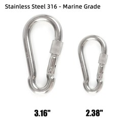 4 Pack 3.16″ Stainless Steel Locking Carabiner Clip Heavy Duty Snap Spring Hook