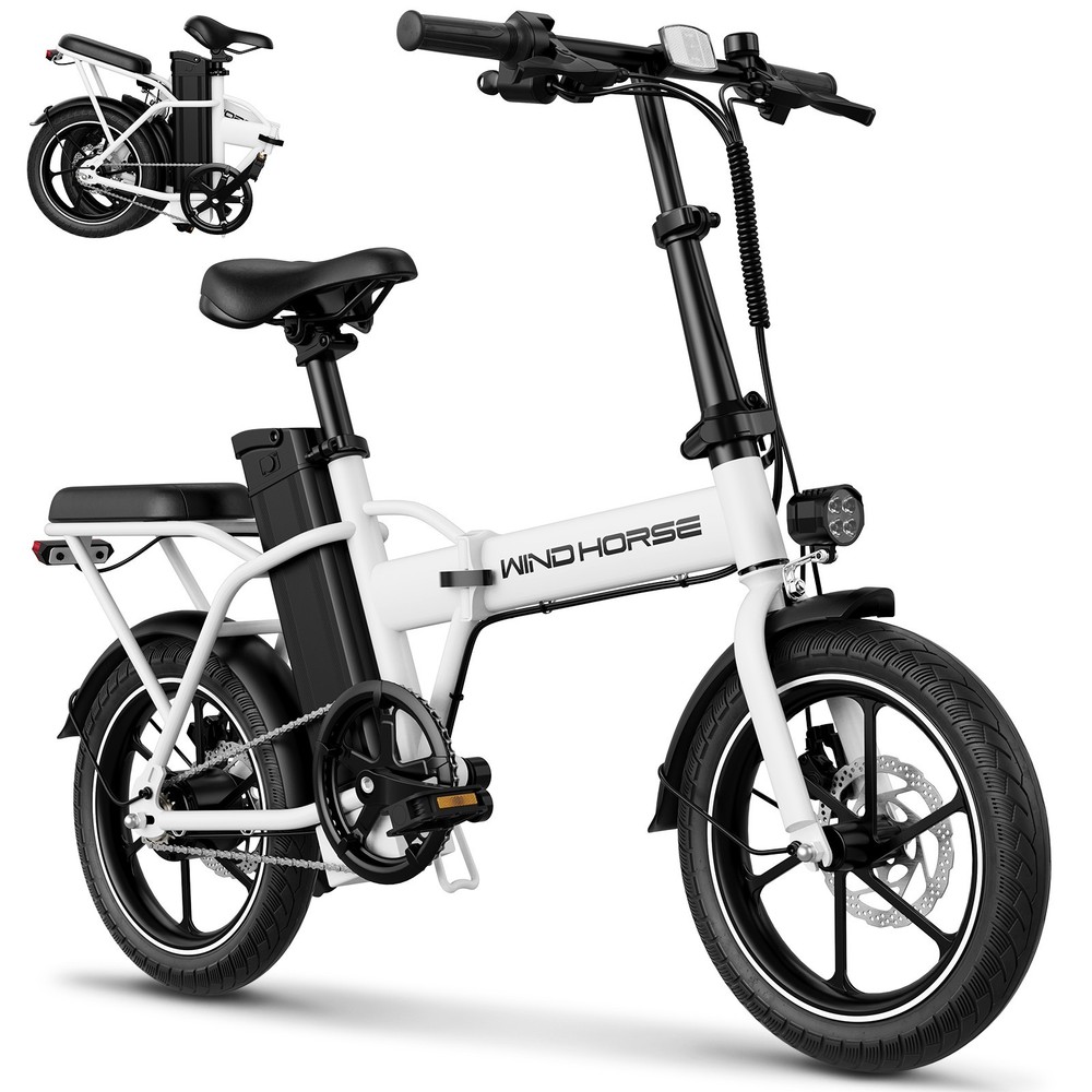 Windhorse W2A Folding Electric Bike 16in 630W 25MPH 35Mi 36V 8Ah