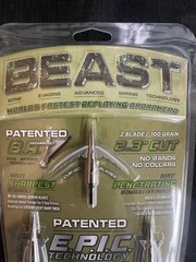 Beast Broadheads Cut On Contact Titanium 2 Blade 100gr 2.3″ 3 Pack BRAND NEW