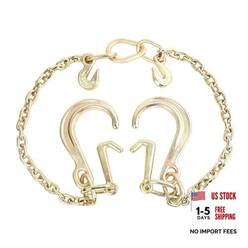 Tow Chains with Hooks, higehio 5/16″ × 24″ Tow 5/16″ w/8″ and 4″ J hook WALL