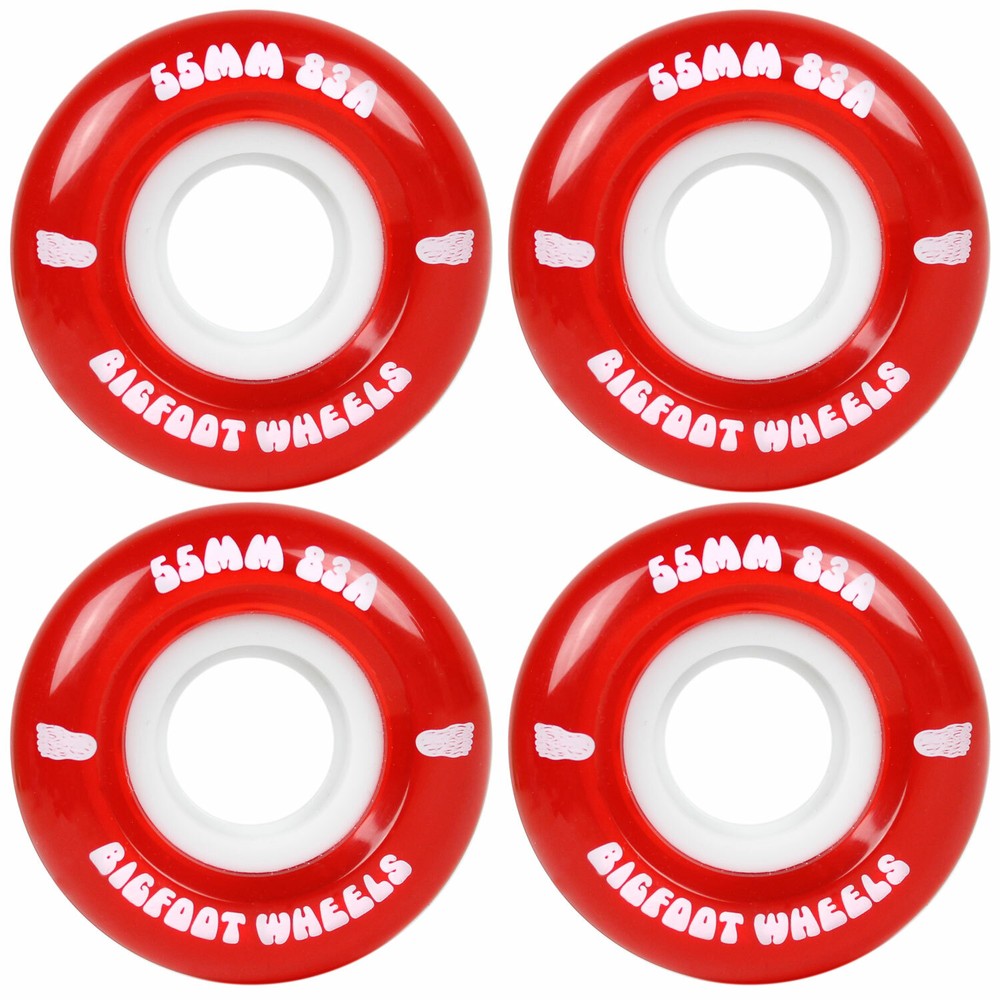 Bigfoot Skateboard Wheels 55mm 83A Soft Cruiser Filmer Wheels Red (Set of 4)
