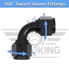 Female to Female Swivel Coupler Fitting Adapter Aluminum Black 8AN 90 Degree