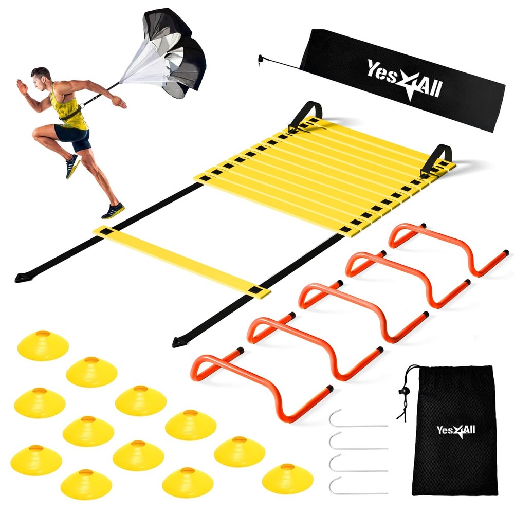 Yes4All Agility Ladder Speed Training Equipment Set – 1 Adjustable Agility La…
