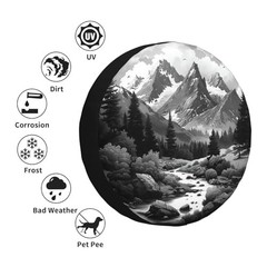 Spare Tire Cover Abstract Moon Mountain Tree Landscape Wheel Covers