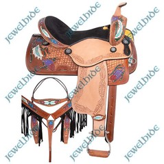 Navajo Feathers Barrel Racing Western Pleasure Horse Saddle 14″-18″ Size F/s